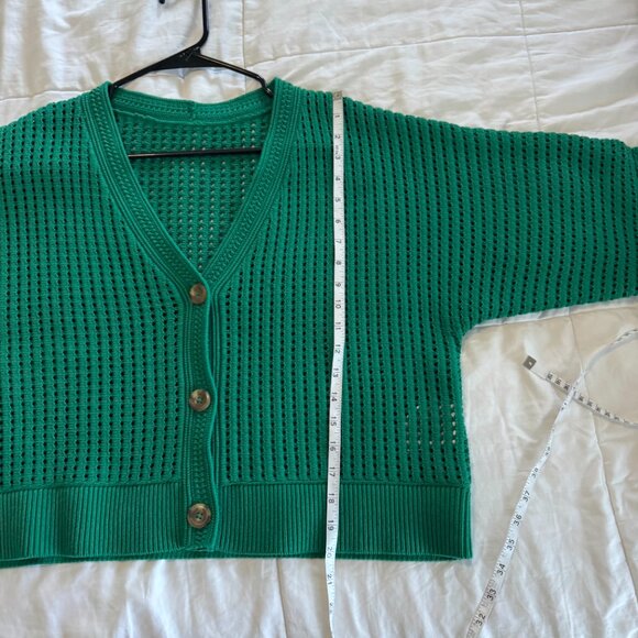 Lululemon Cotton Crochet Mesh Relaxed-Fit Cardigan Green - Picture 7 of 9